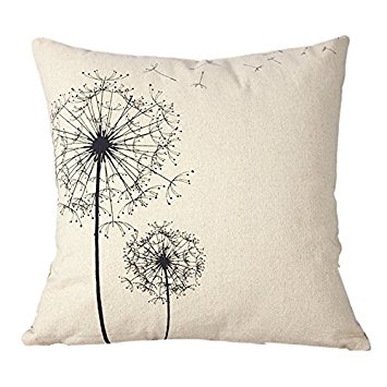 Sincelee Cotton Linen Square Decorative Throw Pillow Case Cushion Cover Dandelion