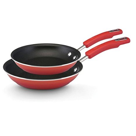 Rachael Ray Porcelain Enamel II Nonstick 9-1/4-Inch and 11-Inch Skillets Twin Pack, Red Gradient