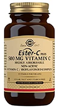 Solgar Ester-C Plus 500 mg Vitamin C Vegetable Capsules - Food Supplement, Pack of 250 - Immune System Support - Ideal for Sensitive Stomachs - Vegan, Gluten Free