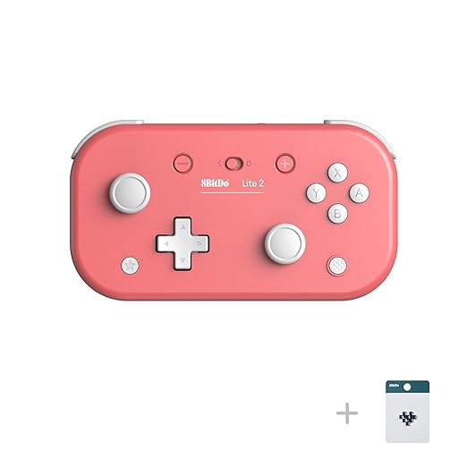 8Bitdo Lite 2 Bluetooth Controller with Motion Controls, Linear Motors Vibration, Joysticks, Triggers and D-pad, Wireless Gamepad for Switch, Android & Raspberry Pi (Pink)