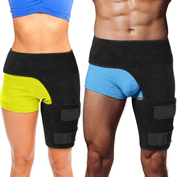 Hip Brace Thigh Compression Sleeve – Hamstring Compression Sleeve & Groin Compression Wrap for Hip Pain Relief. Support for Hips, Sciatica, Quad Muscle Strains Fits Both Legs Men & Women (Large)