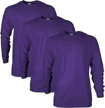 Gildan Unisex Adult Ultra Cotton Long Sleeve T-Shirt, Style G2400, Multipack