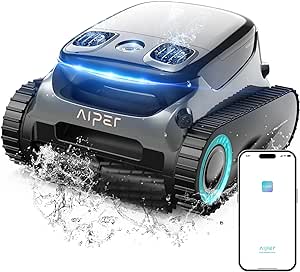 AIPER Scuba S1 Pro Robot Piscine Puissant sans Fil, 180 Mins Autonomie, Aspirateur Piscine Fond et Parois, Nettoyage Horizontal de la Ligne d'eau, Capacité 5L, Idéal pour Les Piscines Enterrées 200㎡