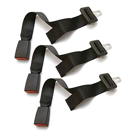 3-Pack Adjustable 6-24" Seat Belt Lengthening Accessory with 7/8" Inch Metal Tongue Width - E-Mark Safety Certification - Buckle Up and Drive Safely Again