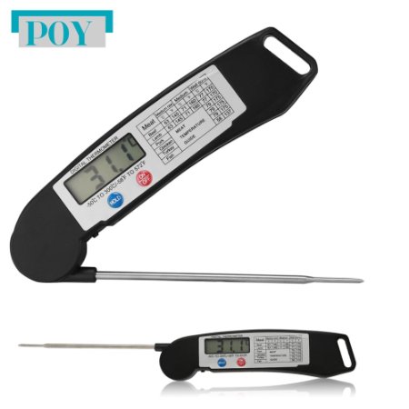 Instant Read Thermometer Digital Food Thermometer Cooking Thermometer with Collapsible Internal Probe Anti-Corrosion, Best for Food, Meat, Grill, BBQ, Milk, and Bath Water