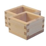 Square Wood Sake Box Sake masu Set of 2