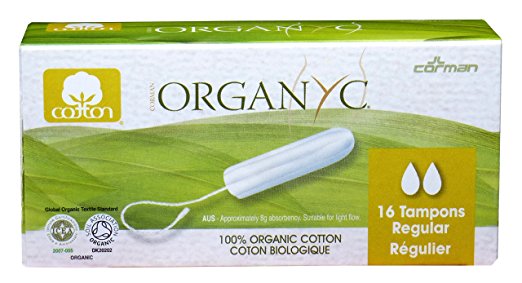 Organyc 100% Organic Cotton Tampon without applicator for Sensitive Skin, REGULAR, 16 count