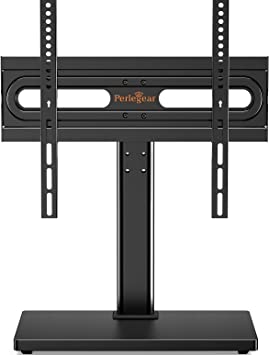 Perlegear Universal TV Stand Base, Table Top TV Mount Stand for Most 32-60 inch Flat or Curved TVs up to 88 lbs, Height Adjustable TV Replacement Stand with Wood Base, Max VESA 400x400mm, PGTVS24