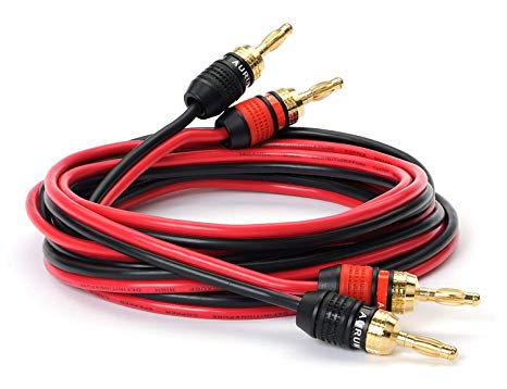 Aurum Cables 16 Gauge Speaker Wire with Pro Series Banana Plugs - 6 feet - 2 Pack