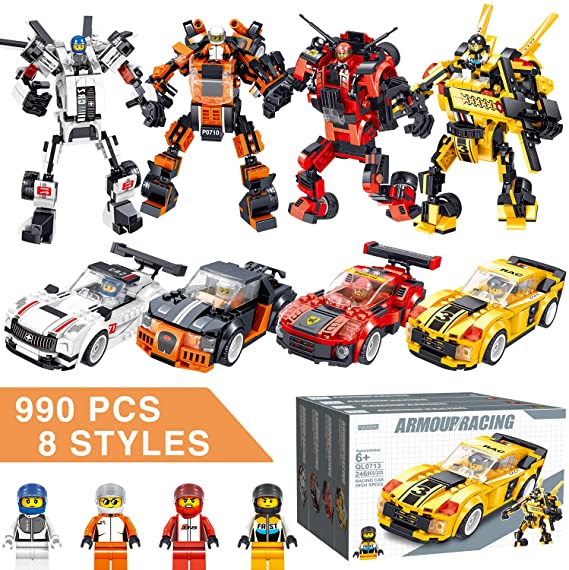 YUOIOYU STEM Robot Building Blocks Toys 990 PCS Cars Set Vehicles Transformers Building Bricks Toys Kit for Kids Aged 6 7 8 9 10 11 12 Years Old