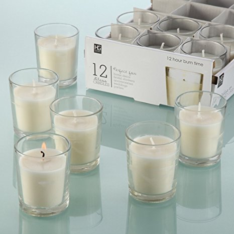 Hosley's Set of 12 Unscented Glass Votive Candles