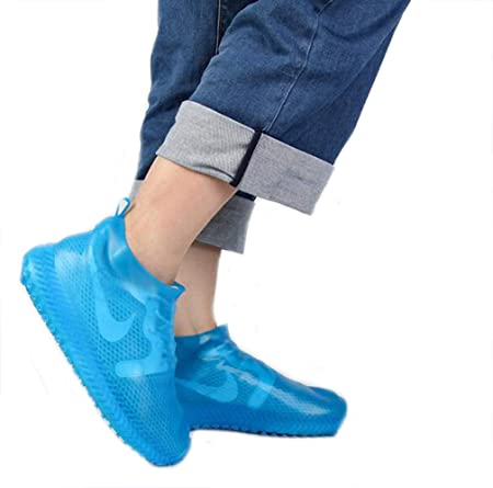 Flyusa Waterproof Rain Shoe Covers,Reusable Silicone Shoe Covers Foldable Non Slip Cycling Outdoor Shoe Covers for Men Women Kids