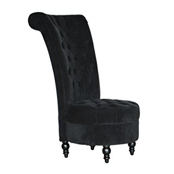 HomCom 45" Tufted High Back Velvet Accent Chair - Black