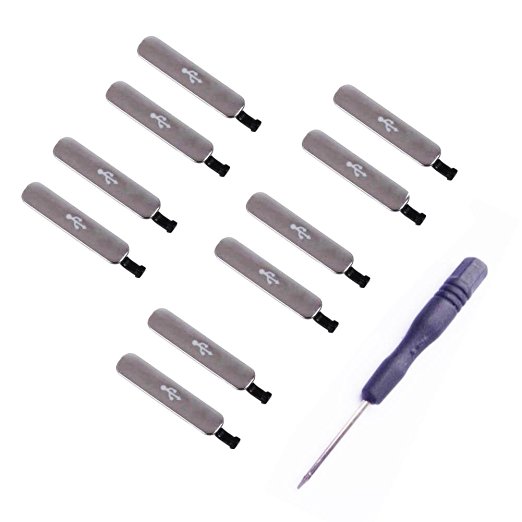New Wayzon Universal Samsung Galaxy S5 Replacement Usb Charging Port Cover Flap Silver(10pcs)   Screw Driver