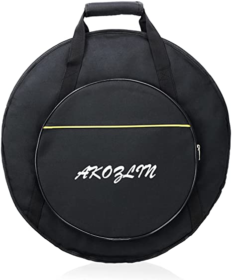 AKOZLIN 22" Cymbal Gig Bag with Carry Handle,10mm thick Padded cotton for perfect protection, Great for Dust-proof and waterproof Storage（Black)