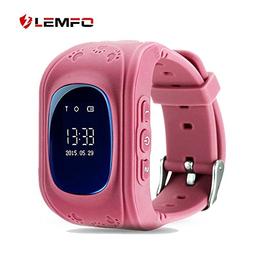 LEMFO Q50 Smart Watch GPS Smartwatch Phone Anti Lost SOS Call Children Finder Fitness Tracker WristWatch Bracelet Parents Control for iOS Android (Pink)