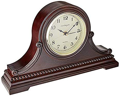 Vmarketingsite Mantel Clocks Wood Mantel Clock with Westminster Chime. This Solid Wood Decorative Chiming Mantel Clock is Battery Operated. Quiet, Shelf Mantel Clock Westminster Chimes On The Hour.