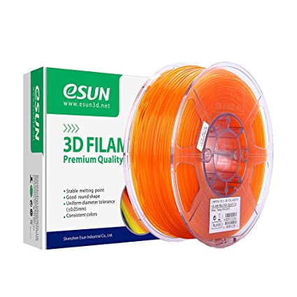 eSUN Transparent PLA Filament 1.75mm, PLA 3D Printer Filament, Dimensional Accuracy  /- 0.05mm, 1KG (2.2 LBS) Spool 3D Printing Filament for 3D Printers and 3D Pens, Transparent Orange