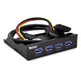 Tendak USB 30 4-Ports 35 inch Metal Front Panel USB Hub with 15 Pin SATA Power Connector  20 Pin Connector and 2ft Adapter Cable