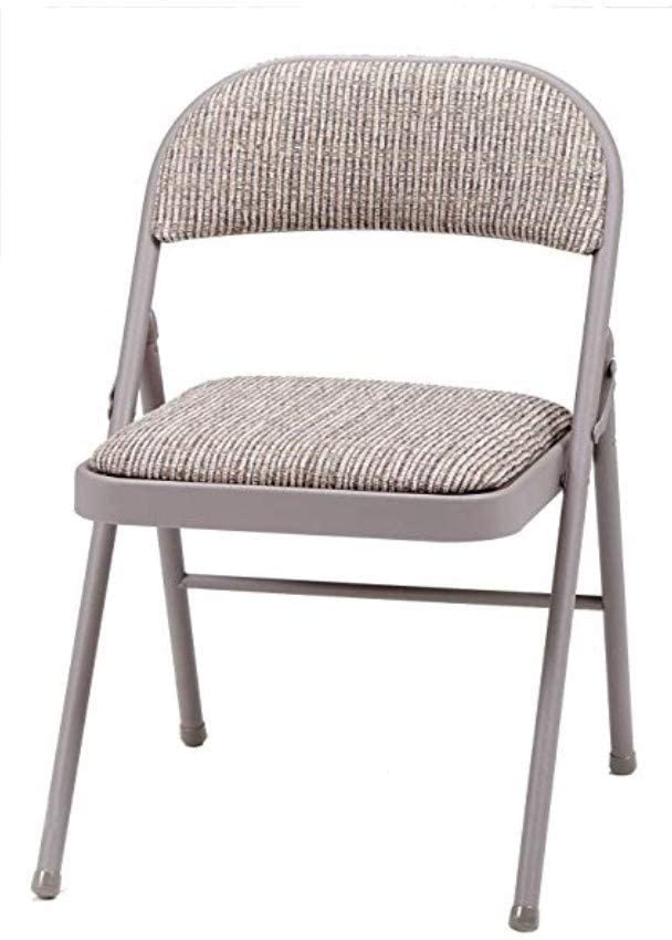 BRAVICH Deluxe Grey Beige Fabric Cushioned Padded Folding Chair| Comfortable Seat Office Reception Foldable Desk Chairs Easy Storage Backrest, 43.5 x 46 x 79.5 cm