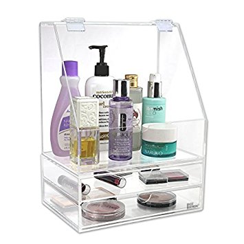 Ikee Design® Premium Acrylic Cosmetic Skincare / Jewelry Accessory Organizer Box Storage Case with 2 Drawers
