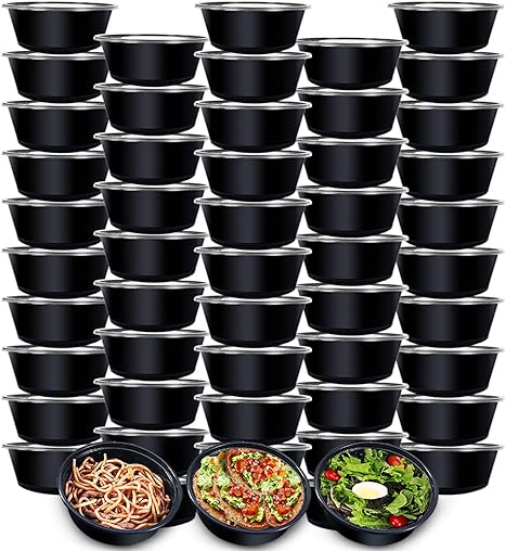 50-Pack Meal Prep Containers Freezer Containers Plastic Microwavable Food Containers Bowls with Lids (10 oz) Storage Bento Lunch Boxes -BPA-Free Food Grade