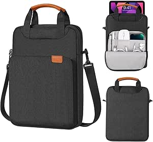 MoKo 12.9 Inch Tablet Shoulder Sleeve Bag, Fits 13 Inch New iPad Pro M4 & Air M2 2024, iPad Pro 12.9 inch M2&M1, Surface Laptop Go 12.4", Galaxy Tab S8 /S9  12.4" 2022/2023, Black & Gray