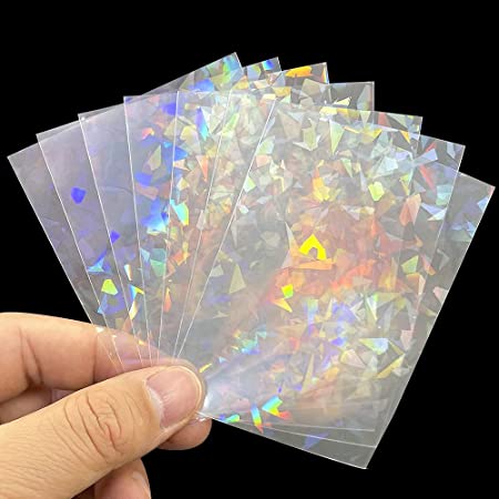 100pcs Broken Glass Gemstone Laser Flashing Card Film Holographic Idol Photo Card Sleeves Ultra Super Card Protector (61x88mm)