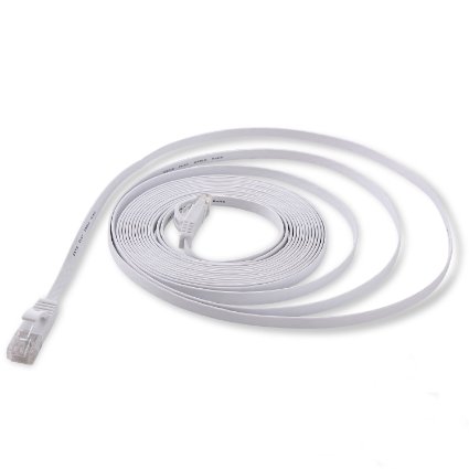 Ethernet Cable Cat6 25Ft Flat, jadaol® Network wire Cat 6 Ethernet Patch cord, internet Cable with Rj45 Snagless Connectors - 25 Feet White (7.6meters)