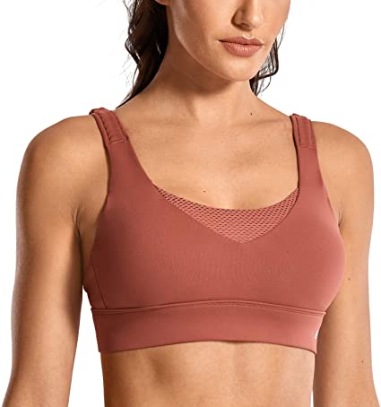 CRZ YOGA Convertible Racerback Sports Bra for Women High Impact Support Padded Wirefree Workout Training Bra