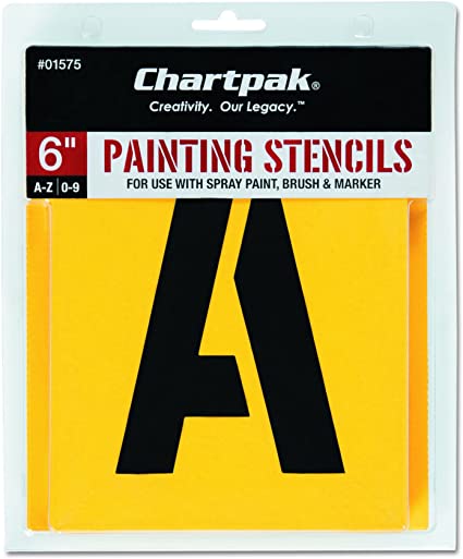 Chartpak Letter and Number Painting Stencils, A-Z and 0-9, 6 Inches H, 35 per Pack (01575)