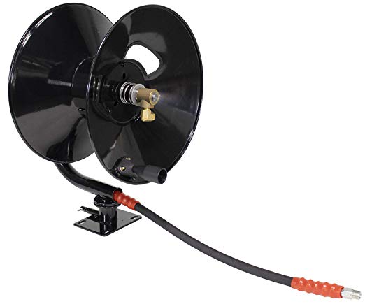 Erie Tools 5000 PSI 3/8" x 100' Pressure Washer Hose Reel with 360 Degree Swivel Base
