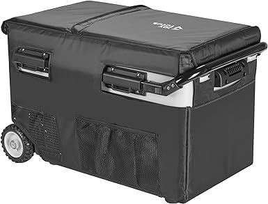 JOYTUTUS Insulated Protective Cover for 51 Quart (49L) Car Portable Refrigerator, Dual System Electric Cooler Fridge Cover Transit Bag