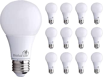 Bioluz LED 6 Watts Equivalent to 40W Home Decor A19 Light Bulbs 4000K Cool White LED Light Bulb Non-Dimmable LED Lights for Bedroom Energy-Efficient LED Bulbs and Long-Lasting Lightbulb - 12 Pack