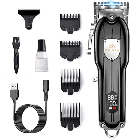 OriHea Professional Hair Clippers for Men, Hair Beard Clipper Low-vibration Hair Trimmer Beard Trimmer Hair Cutting Grooming Kit with LED Display (Black)