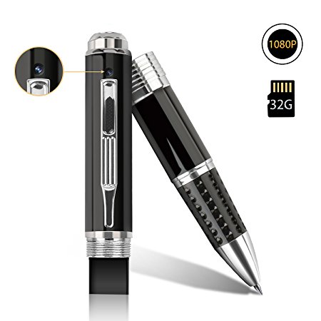 Spy Pen with Hidden Camera, SharpCam FHD 1080P Large Battery Video-Only Hidden Pen Recorder, with Motion Detection, Loop Recording, Plug & Play to PC/Mac, 32GB Memory Card Included