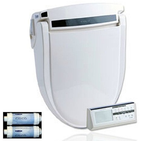 Coco Bidet 9500R Elongated Toilet Seat with Remote Control Personal Wash White