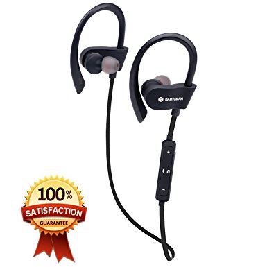 Damitech wireless headphones, Best bluetooth wireless earphones with built in Mic, sweatproof headsets. IPX5 HD stereo Noise canceling earbuds for Gym Running Workout
