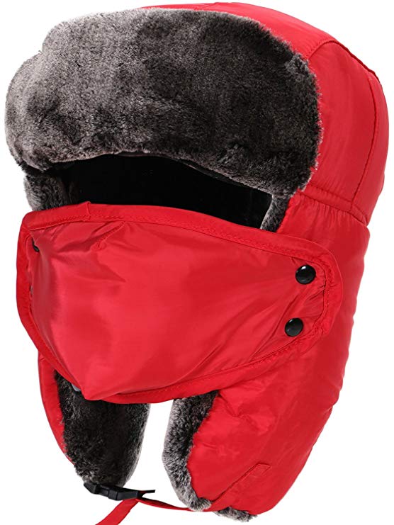 Verabella Winter Faux Fur Outdoor Trapper Cap Ushanka Russian Hats Windproof Facemask