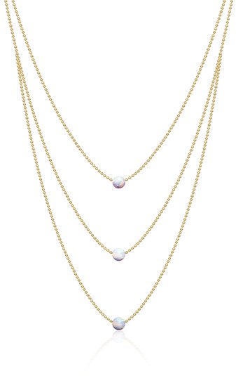 Opal Necklace by Benevolence LA The "Inspire" White Opal 14k Gold Ball Chain Necklace