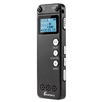 Vansky HD Digital Voice Recorder MP3 Player 8GB 3072Kbps Sound Audio Recorder Dictaphone, Double Microphone, Metal Casing, Voice Activated, USB Charging Cable Included