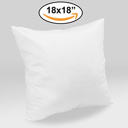 Pillow Inserts 18 x 18 Square - Made from Hypoallergenic Shredded Memory Foam - Throw Pillows in White