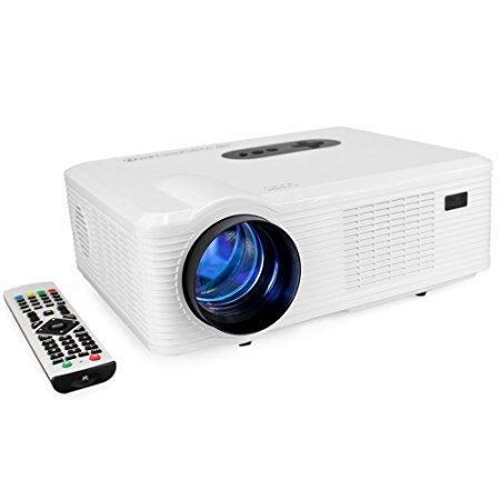 Projector, GBTIGER Home Projector 3000Lumens HD LCD LED Home Theater with Analog TV Interface Business Education Cinema Projector with Controller, White