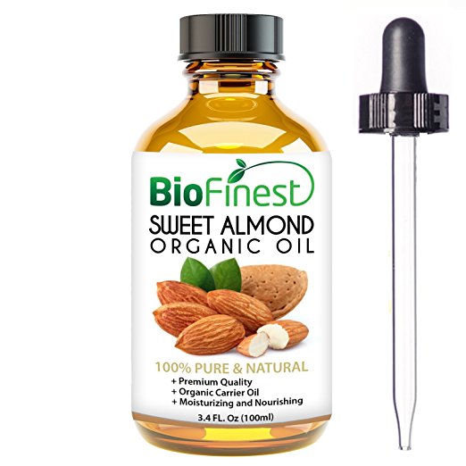 Biofinest Sweet Almond Organic Oil - 100% Pure Cold-Pressed - Premium Quality - Best Moisturizer - Vitamin A/E/K - Remove Dark Circles/Fine lines - Anti-aging - FREE E-Book and Dropper (100ml)