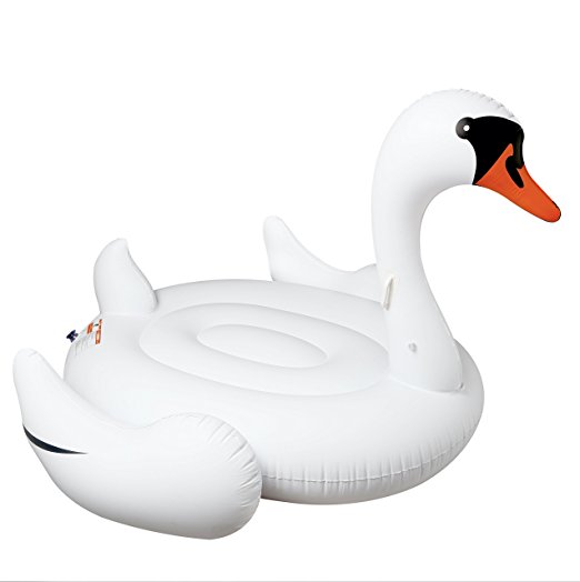 SENQIAO Huge 75" Giant Swan Pool Float,Summer Inflatable Raft, Rideable Leisure Pool Toy,Huge Swan Ride-On Pool Parties (for 3 Adults and Kids)