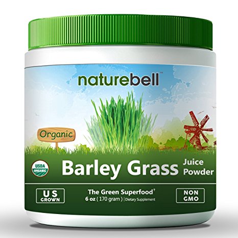 NatureBell U.S Grown Organic Barley Grass Juice Powder, 6 Ounce, Non-GMO.