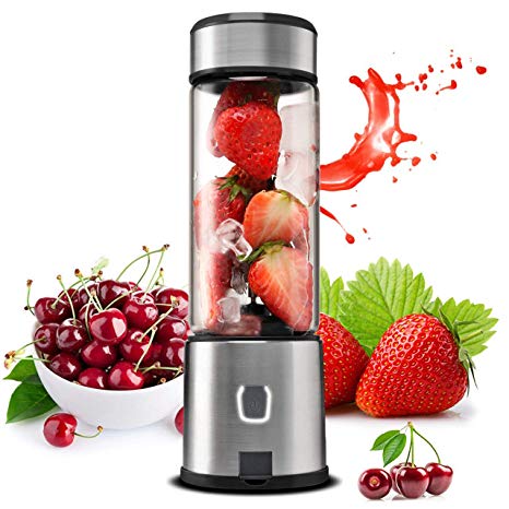 Portable Blender Glass, TTLIFE Small Smoothie Blender Single Serve, Personal Blender USB Rechargeable, Mixer Juicer Cup Portable Travel Blender Cordless with 5200mAh Rechargeable Battery for Shakes and Smoothies, Baby Food, Protein Shake -Black