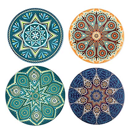 Coasters for Drinks, Absorbent Coasters With Cork Base Prevent Furniture from Dirty and Scratched Stone Coasters Set Suitable for Kinds of Mugs and Cups, Set of 4