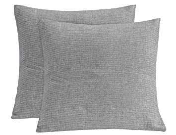 PHF Muslin Euro Sham Cover 26" X 26" 100% Cotton Pack of 2 Throw Pillow Cover Yarn Dyed Four Layer Grey