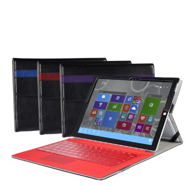 Microsoft Surface Pro 4 Case, also fit Surface Pro 3, Valkit Microsoft Surface Pro 4 / Pro 3 PU leather case folio case stand case type cover skin compatible with Surface Original Keyboard Blue color.